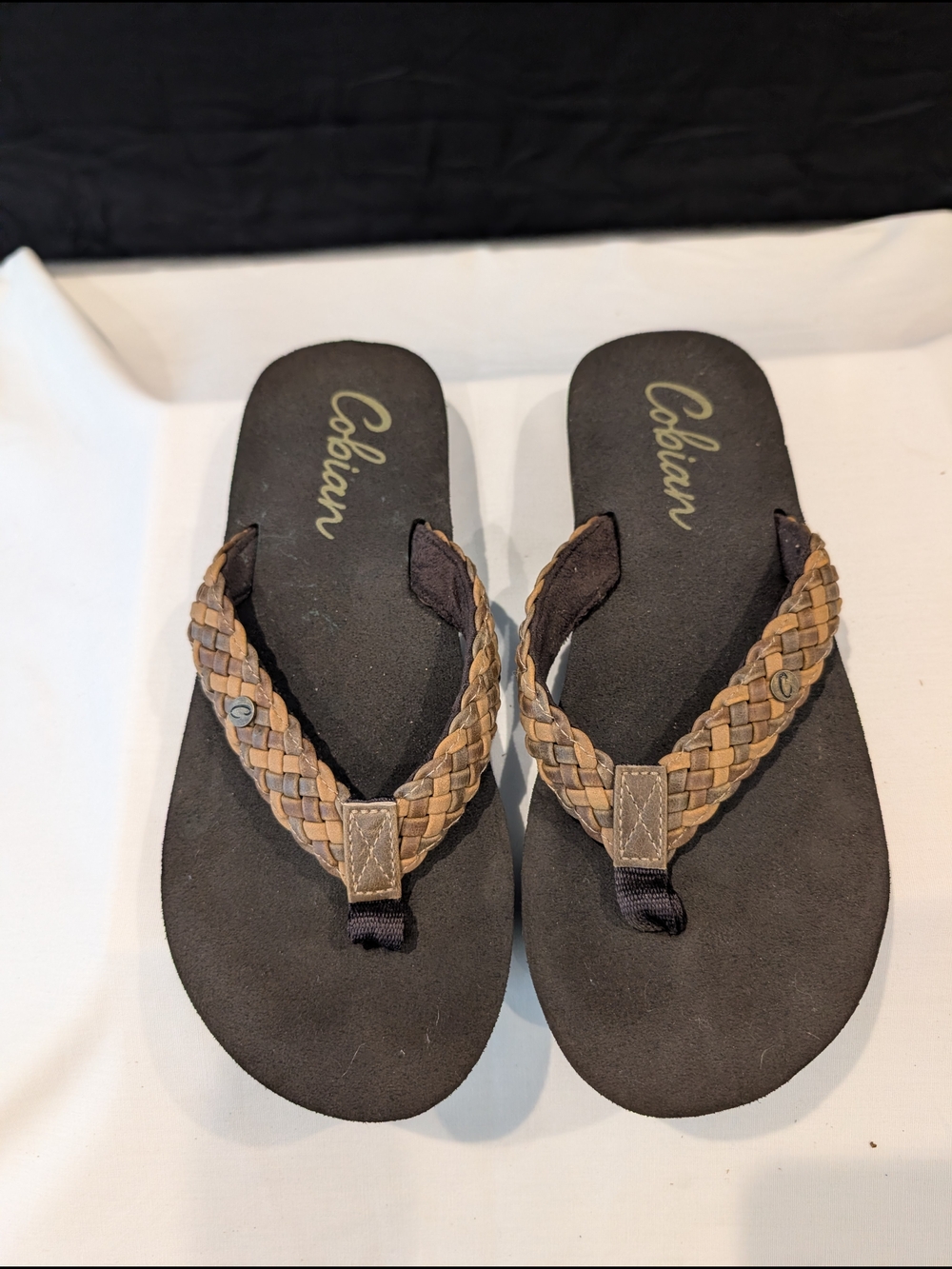 Cobian Women’s Braided Tan and Brown Flip Sandals